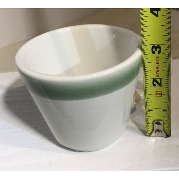 Grindley Duraline Coffee Cups Super Vitrified Green Band Hotelware 11-59 Vintage - Picture 7 of 8